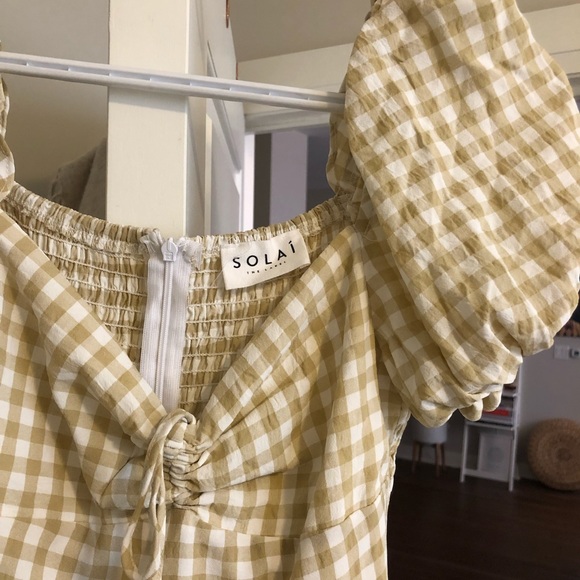 Frankie Plaid Jumpsuit in Taupe - SOLAÍ THE LABEL - Picture 6 of 6